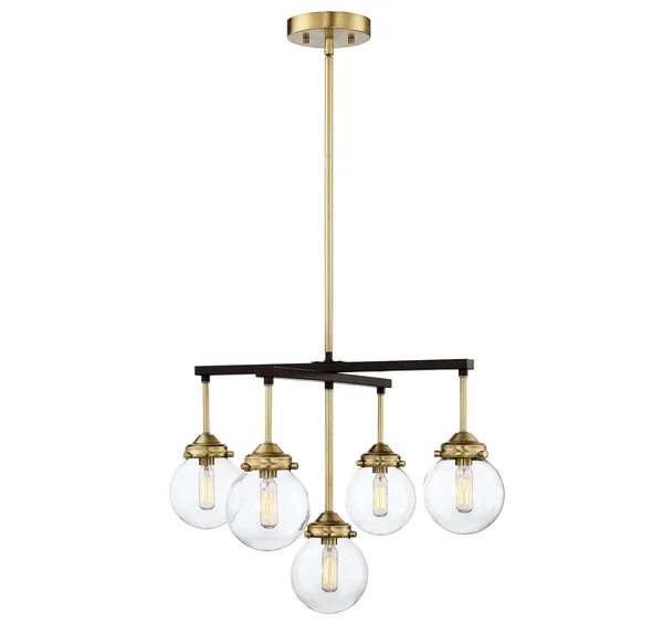 Meridian M10041ORBNB 5 Light Chandelier - Oil Rubbed Bronze with Brass