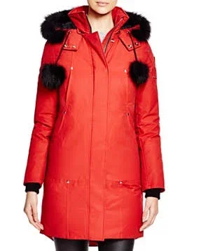 Moose Knuckles Stirling Parka - Women's-Deep Red/Black Fur-Medium