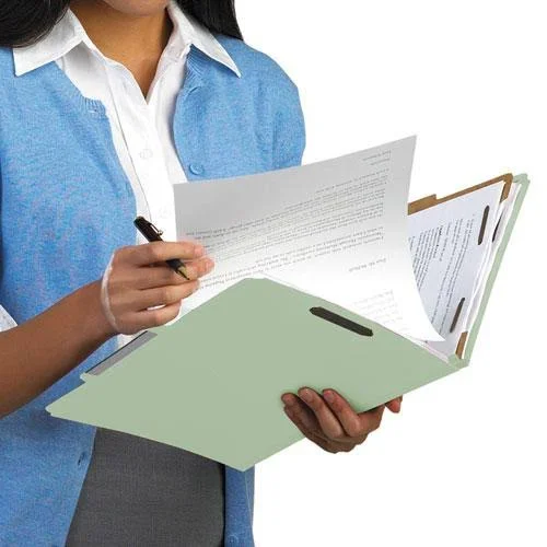 Smead 100% Recycled Pressboard Classification Folders - 3 Dividers, Legal size, Gray-Green, 10/Box