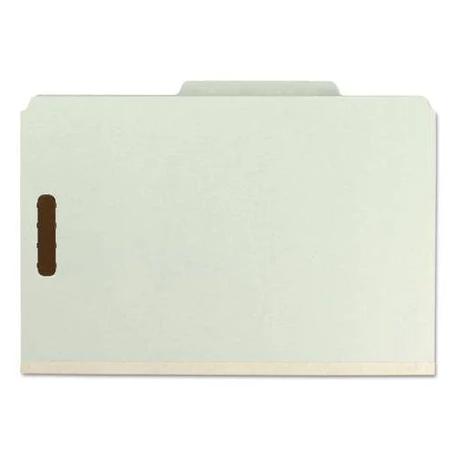 Smead 100% Recycled Pressboard Classification Folders - 3 Dividers, Legal size, Gray-Green, 10/Box