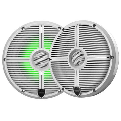 Fusion MS-RA55 Compact Marine AM/FM/BT Stereo with 1 Pair Wet Sounds Recon6-Xww-Rgb High Output 6.5x22 RGB Lighting Marine Coaxi