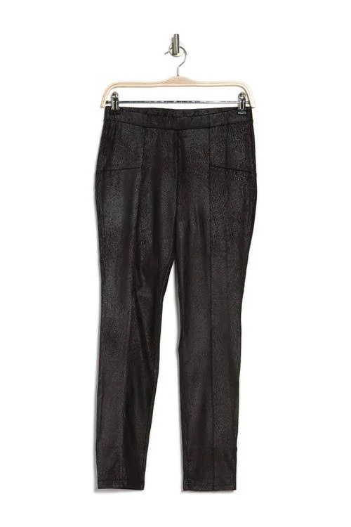 Memoi Women's Crackle Fashion Leggings - Black - Size S/M