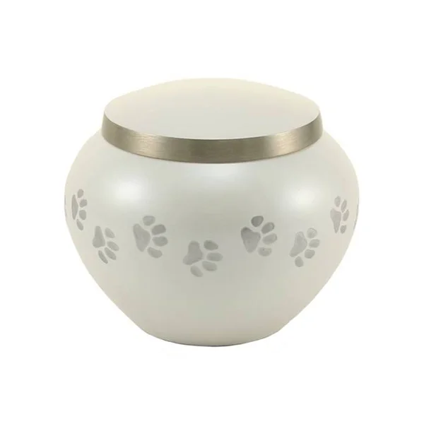 Extra Small Pearl, Pewter Odyssey Paw Print Pet Cremation Urn