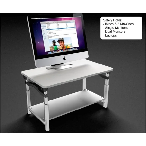 Uncaged Ergonomics Lift - Adjustable Height Computer Monitor Stand for Sitting & Standing, White