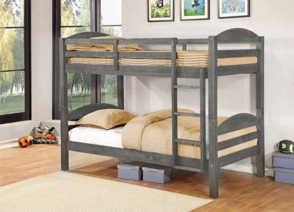 Grey Solid and Manufactured Wood Twin/Twin Bunk Bed