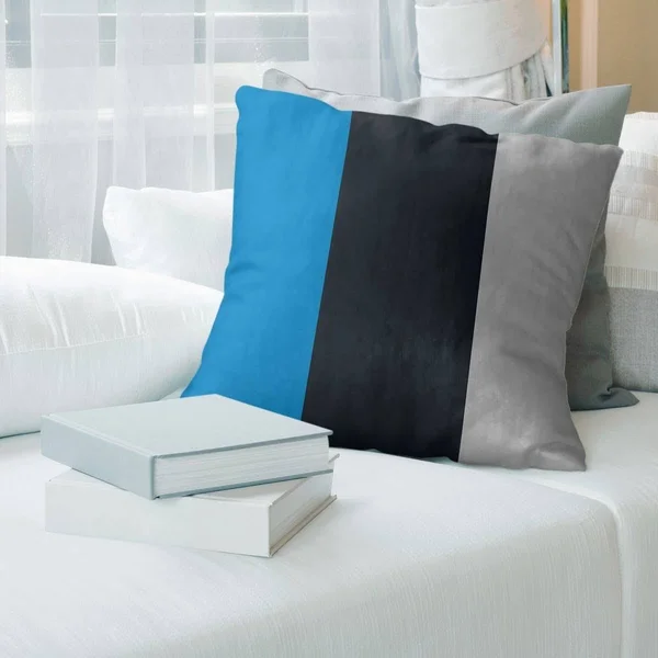 Carolina Carolina Football Stripes Pillow (Indoor/Outdoor) - 16 x 16 - Square - Zipper Closure - Medium - Polyester