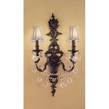 Classic Lighting Majestic Imperial 2-Light Wall Sconce Crystal Type: Crystalique Golden Teak - Finish: Aged Pewter