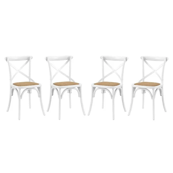 America Luxury Modern Contemporary Urban Design Dining Kitchen Room Side Chair, Set of Four, Wood, White