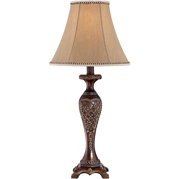 Regency Hill Traditional Accent Table Lamp Dark Bronze Candlestick Floral Detail Bell Shade for Living Room Family Bedroom Bedsi