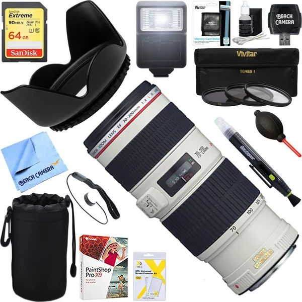 Canon EF 70-200mm f/4L Is USM Lens + 64GB Ultimate Kit