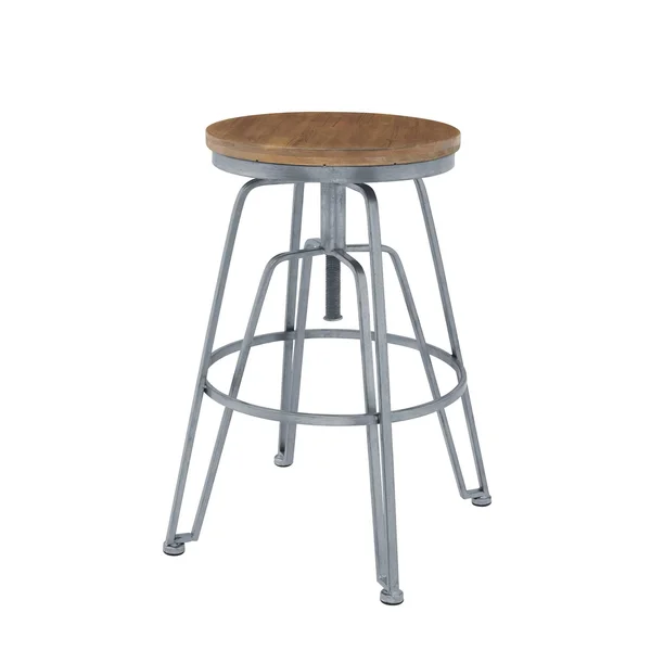 Linon Silver Wood and Metal Adjustable Stool