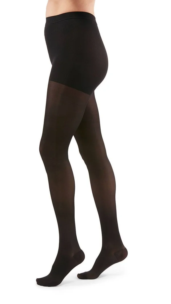Duomed Transparent Pantyhose 15-20 mmHg, Black, Small Petite, Closed Toe