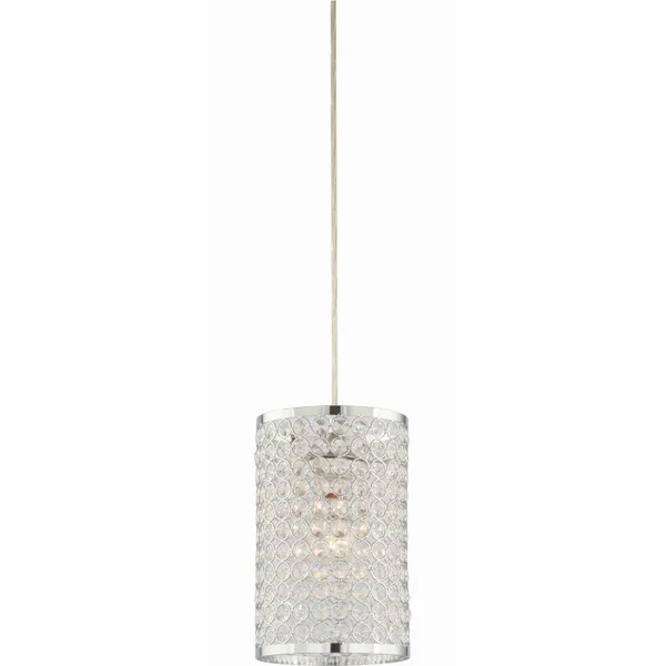 Volume Lighting 1-Light Chrome Cylindrical Hanging Mini Pendant