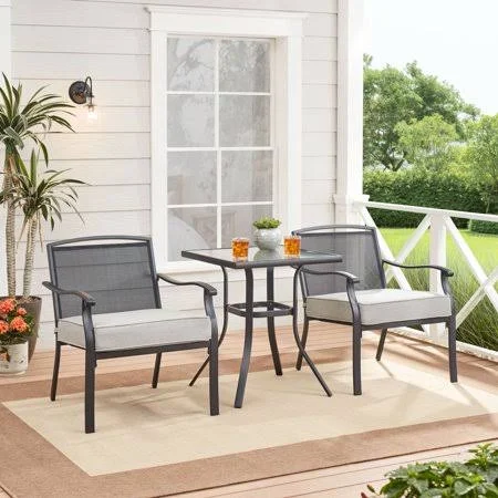 Mainstays Alexandra Square 3 - Piece Outdoor Patio Bistro Set - Gray