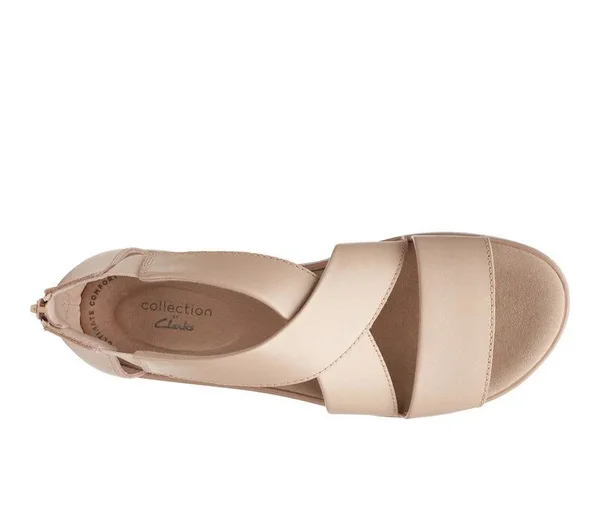 Clarks Women's Jillian Rise Wedge Sandal - Size: 11, Blush Leather
