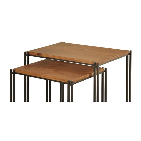 Set of 2 Medium Wood Nesting Side Tables Powder Coat Black - StyleCraft