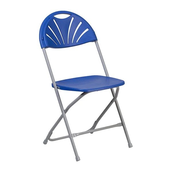 Offex 650 lb. Capacity Blue Plastic Fan Back Folding Chair - Size: 15.5