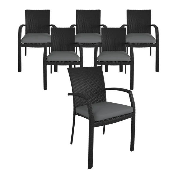 Outdoor Stacking Dining Chair, 6-Pack, N/A, Black