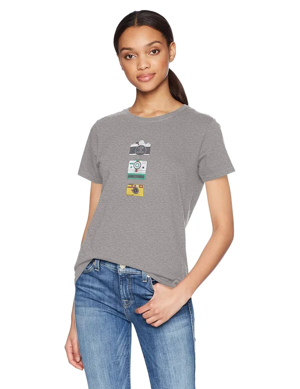 Life Is Good Women's Hobby Cameras Crusher Tee L Heather Gray