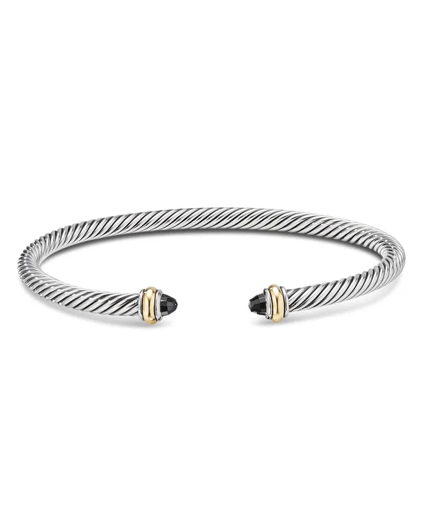 David Yurman Cable Classic Bracelet with Black Onyx and 18K Yellow Gold - Small