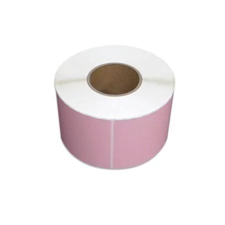 4x6 Heat TRANSFER Labels Roll, Perforated Adhesive Printable Sticker Paper, Pink, 4 x 6 inch, 3 inch Core, 4 Rolls, 1000 Labels