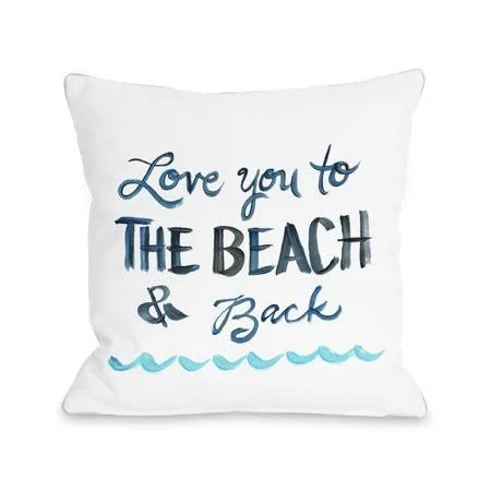 Highland Dunes Holsinger Love You to The Beach Outdoor Throw Pillow, Blue