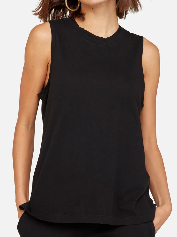 Organic Cotton Vintage Tank Jet Black - XL