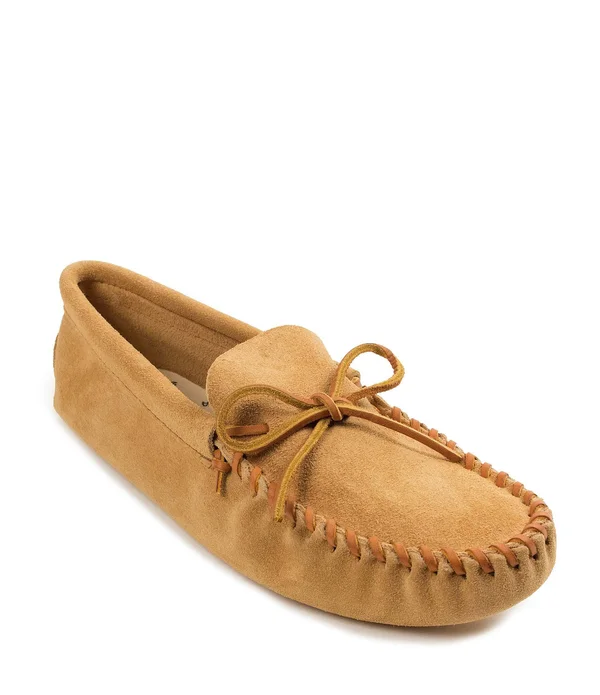 Minnetonka Leather Laced Softsole 10 Men's Tan