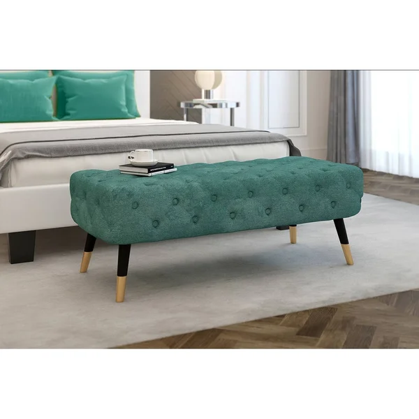 Upholstered Tufted Bench - Grey