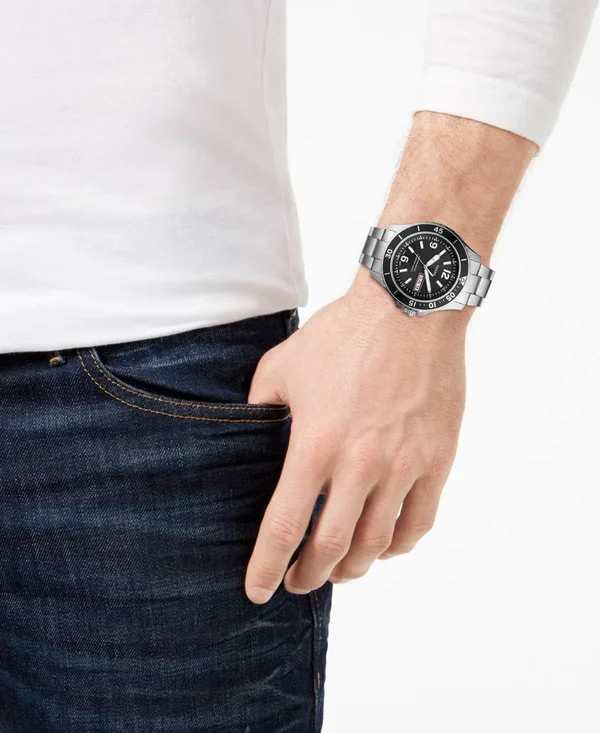 Fossil Men S FS5687 FB-02 48mm Black Dial Stainless Steel Watch