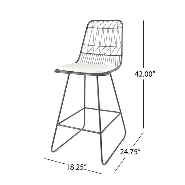 Noble House Niez Outdoor 26x22 Counter Stool in Gray (Set of 4)