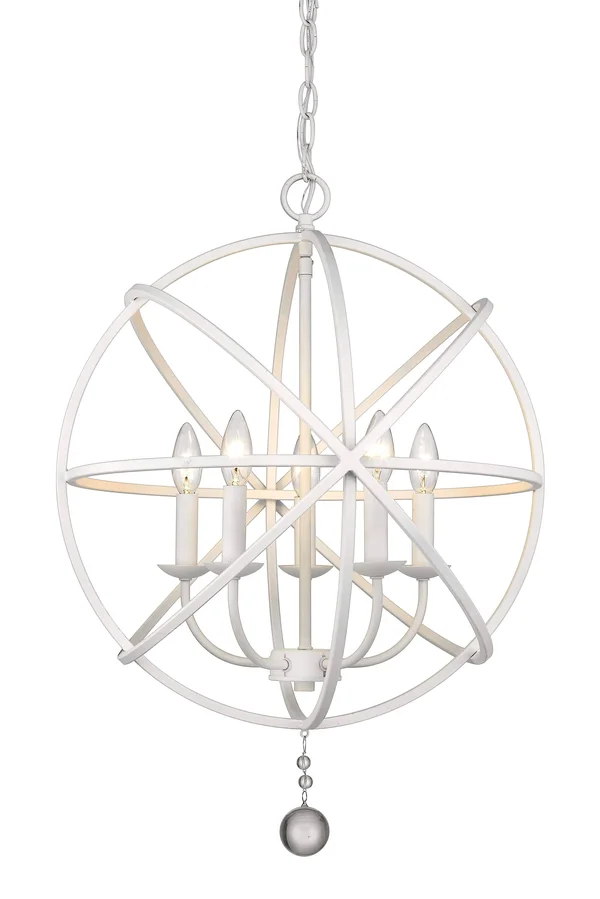 New Zlite Product Tull Collection 5 Light Chandelier in Matte White Finish
