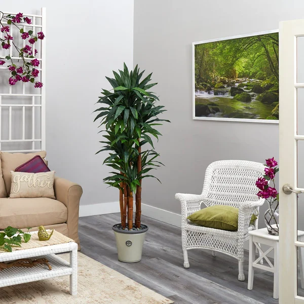Nearly Natural 69 inch Dracaena Artificial Tree in Decorative Planter
