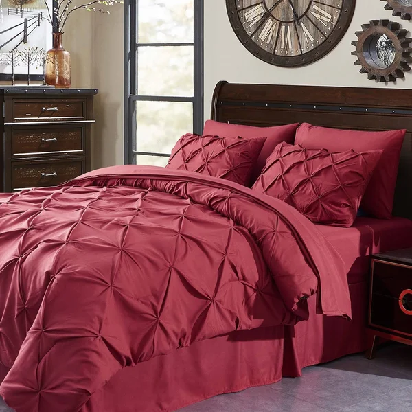 6/8 Piece Pintuck Comforter Set T/Q/K/Cal King - White - Queen