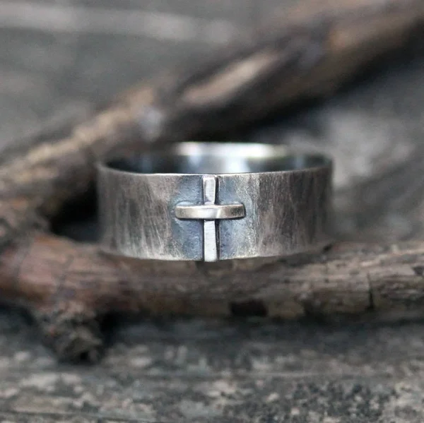 Cross Ring - Sterling Silver Ring, Christian Ring, Baptism Gift, Confirmation Gift, Unisex Ring, Gift for Him, Gift for He