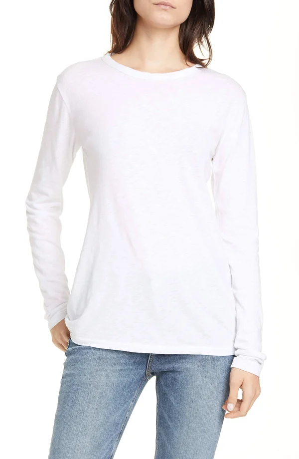 Rag & Bone Long-Sleeve Crewneck Tee - White
