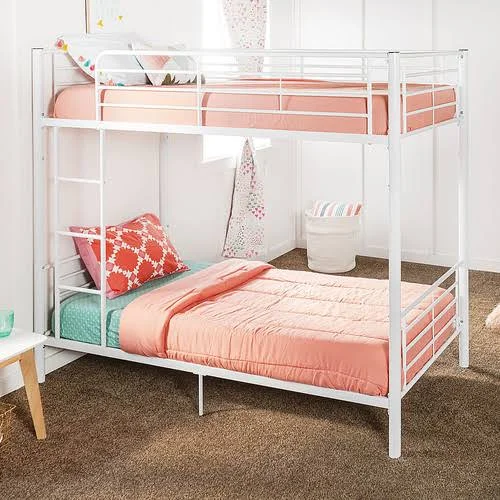 Walker Edison - Premium Metal Twin Over Twin Bunk Bed - White