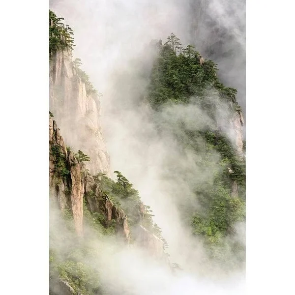 Easy Art Prints Adam Jones's 'Misty Valleys' Premium Canvas Art - 24 x 16 - Modern Black Frame