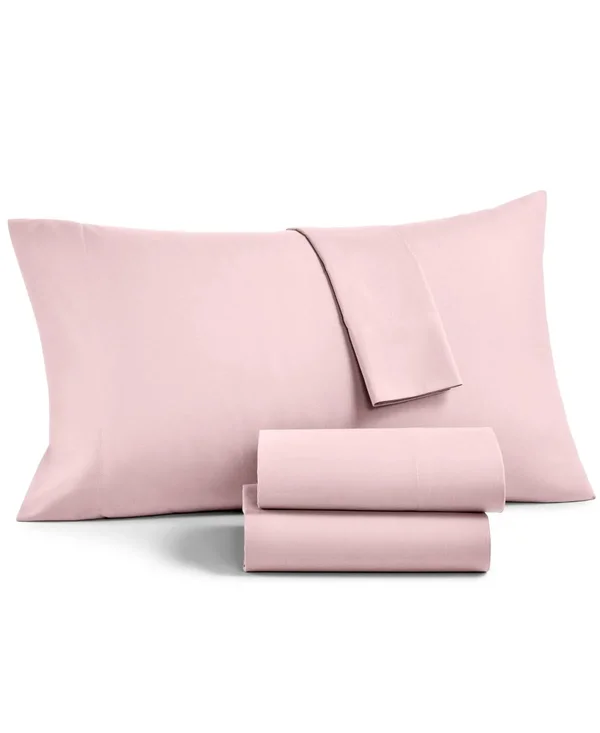 Martha Stewart Essentials Solid Microfiber 4-pc. Full Sheet Set, Created for Macy&s - Blush