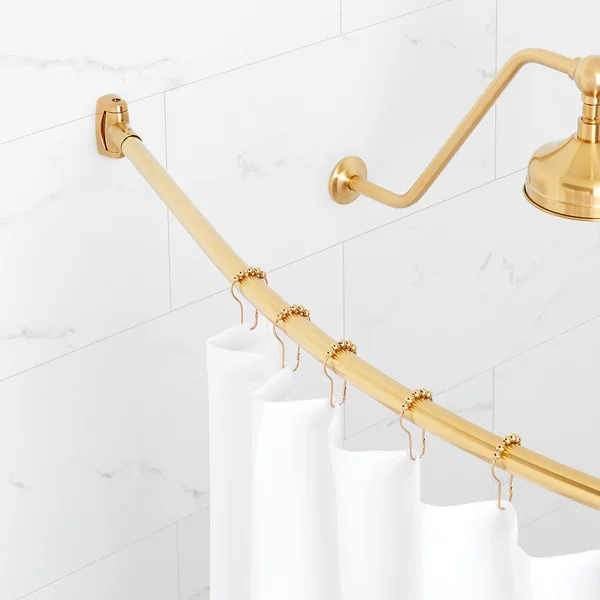 72x22 Curved Steel Shower Rod - Brushed Gold, Signature Hardware