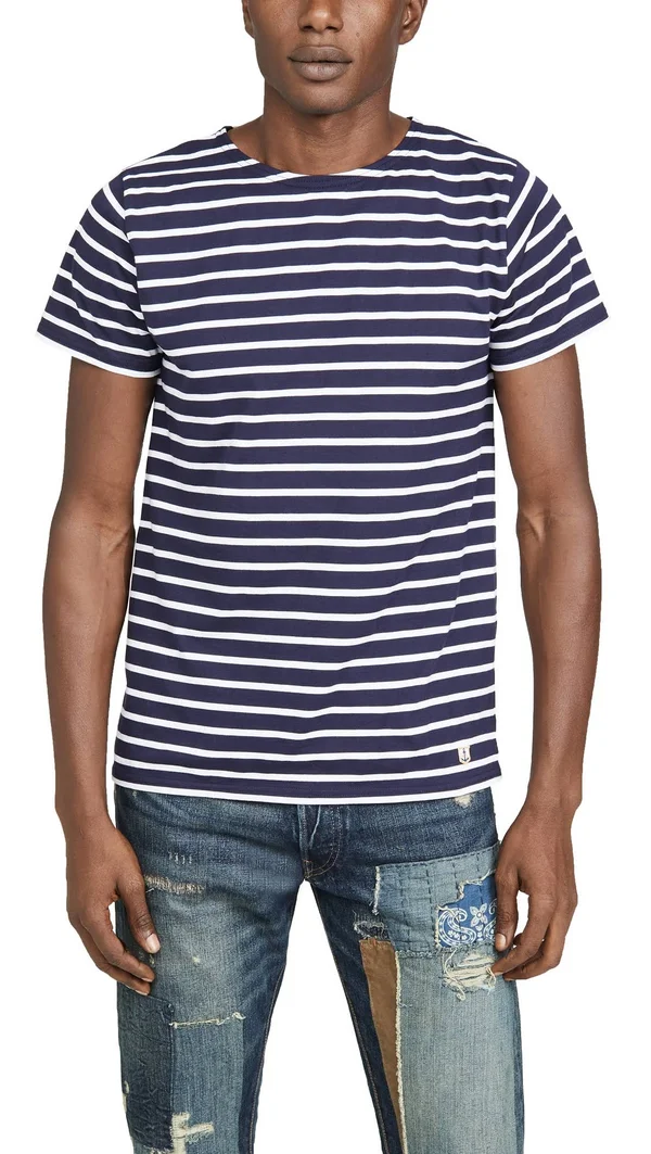 Armor Lux Men's Breton Striped T-Shirt - Navy/Blanc