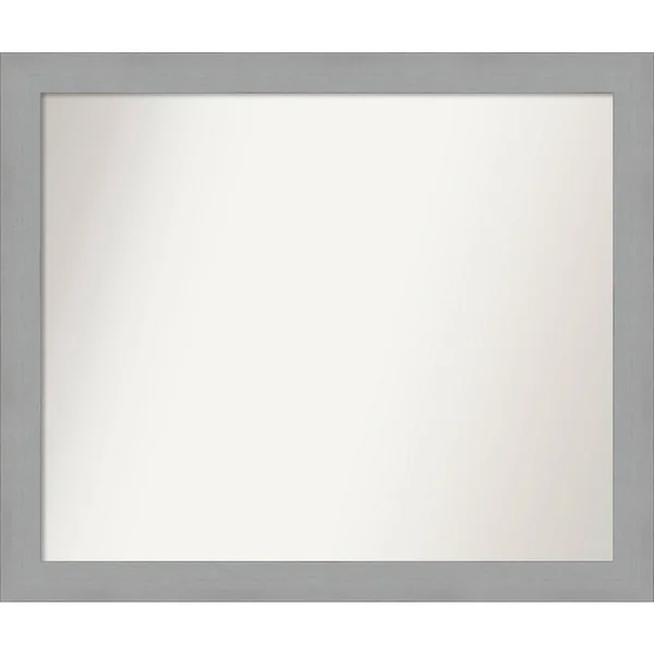 Amanti Art Medium Rectangle Brushed Nickel Contemporary Mirror (26.5 in. H x 31.5 in. W)