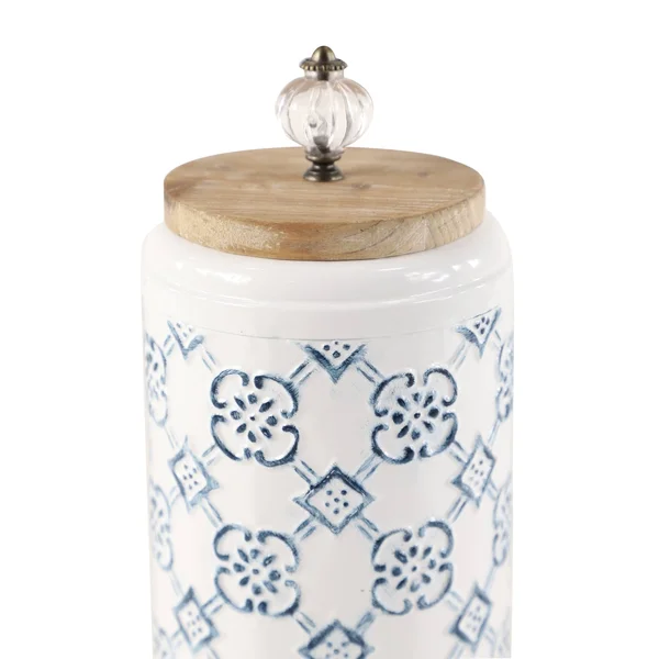 Zimlay Farmhouse Decor Tall Round White Metal Set of 3 Jars 42994