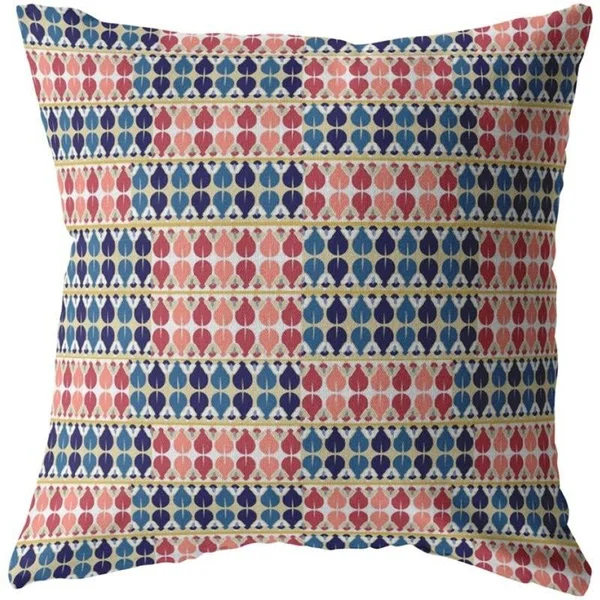 Spades Broadcloth Blown and Closed Pillow Red and Blue 20x22x20x22