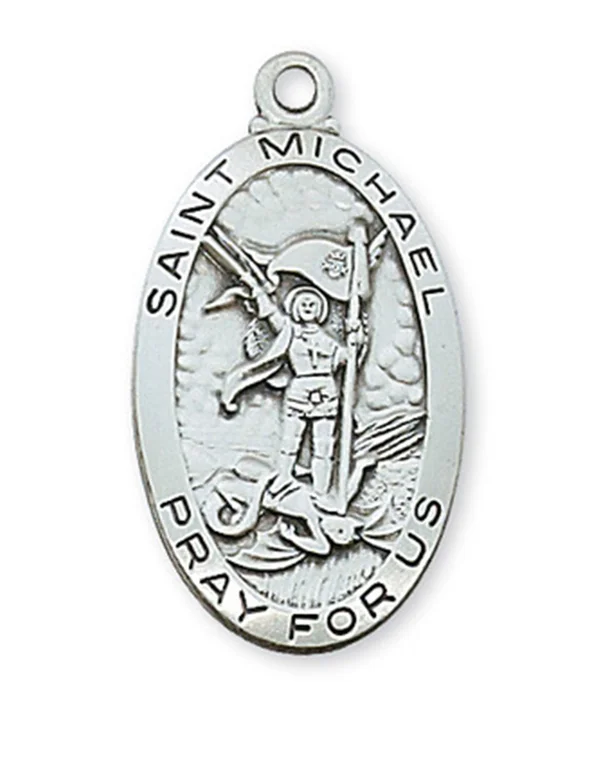 St. Michael Medal - Sterling Silver 24 inch Chain Personalizable