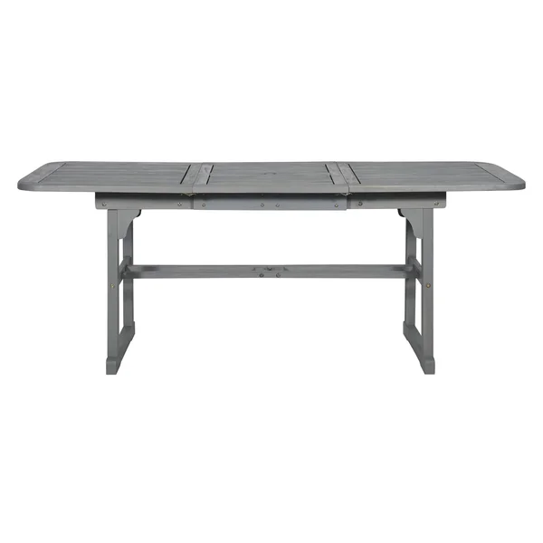 Extendable Outdoor Wood Patio Dining Table - Grey Wash - Gray
