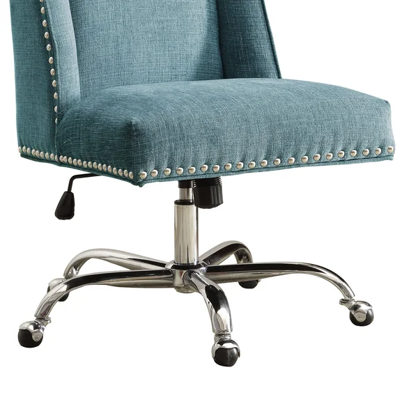 Benjara BM143953 Height Adjustable Swivel Office Chair with Metal Base, Blue and Silver