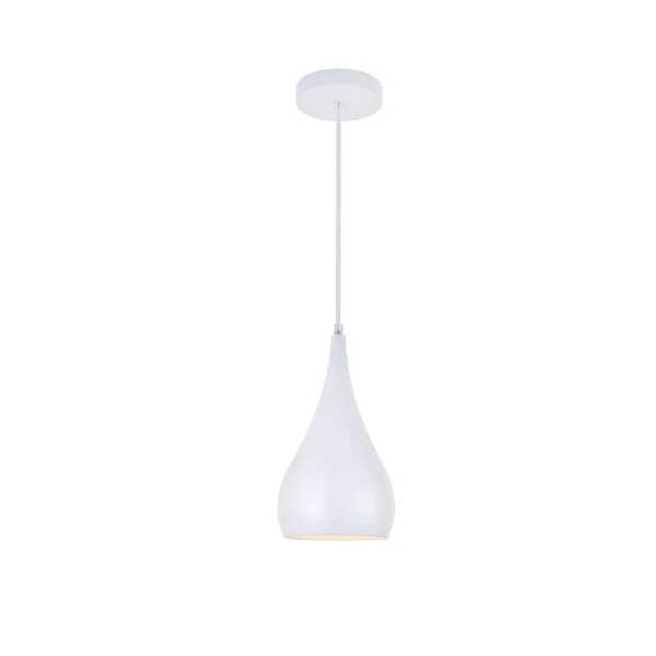 Elegant Furniture & Ligh Timeless Home Noa 1-Light White Pendant with 6.3 in. W x 11.1 in. H White Aluminum Shade