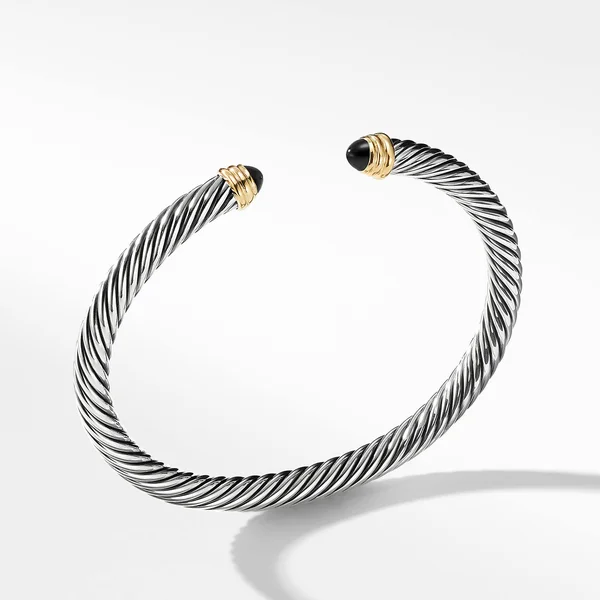 David Yurman Cable Classics Bracelet with Semiprecious Stones & 14K Gold - 5mm Black Onyx
