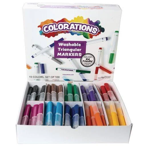Colorations Washable Triangular Markers - Set of 100